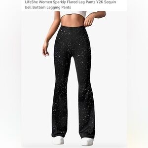 Black sparkly flare leggings. Super comfy and soft.